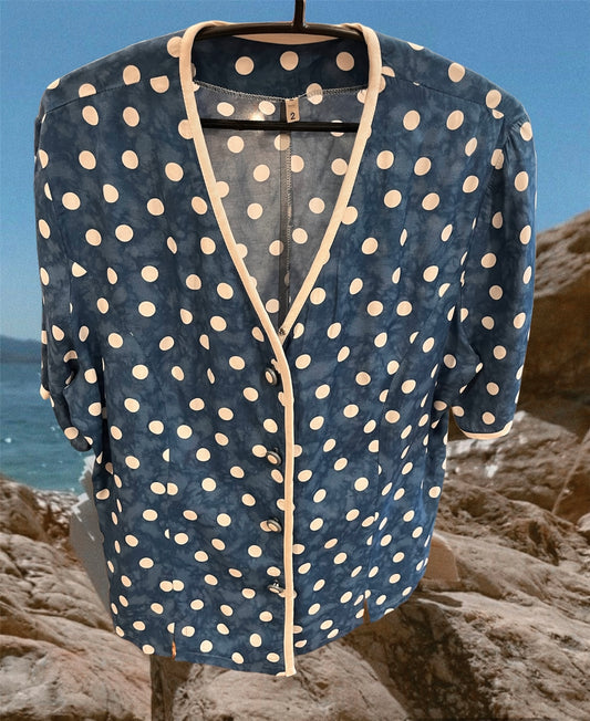 Vintage button up polka dot  shirt