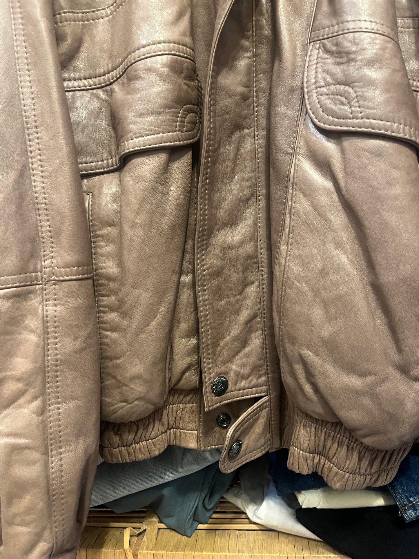 90s zip up genuine leather jacket .Fits S-L depending on desired suit .